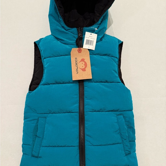 NWT Appaman 2 in 1 Reversible Winter Vest Teal and Black Hooded Vest for Kids 5T - Picture 2 of 14
